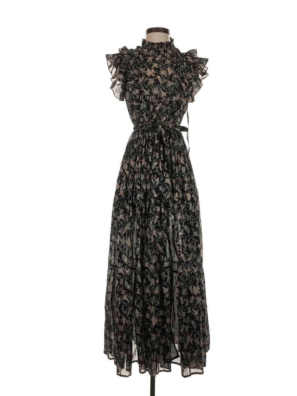 Doen Carnation Black Floral Ruffle Sleeve Maxi Dress - Picture 2 of 10